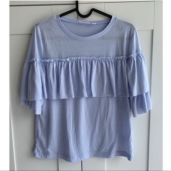 Powder Blue Ruffle T-Shirt - Picture 3 of 4